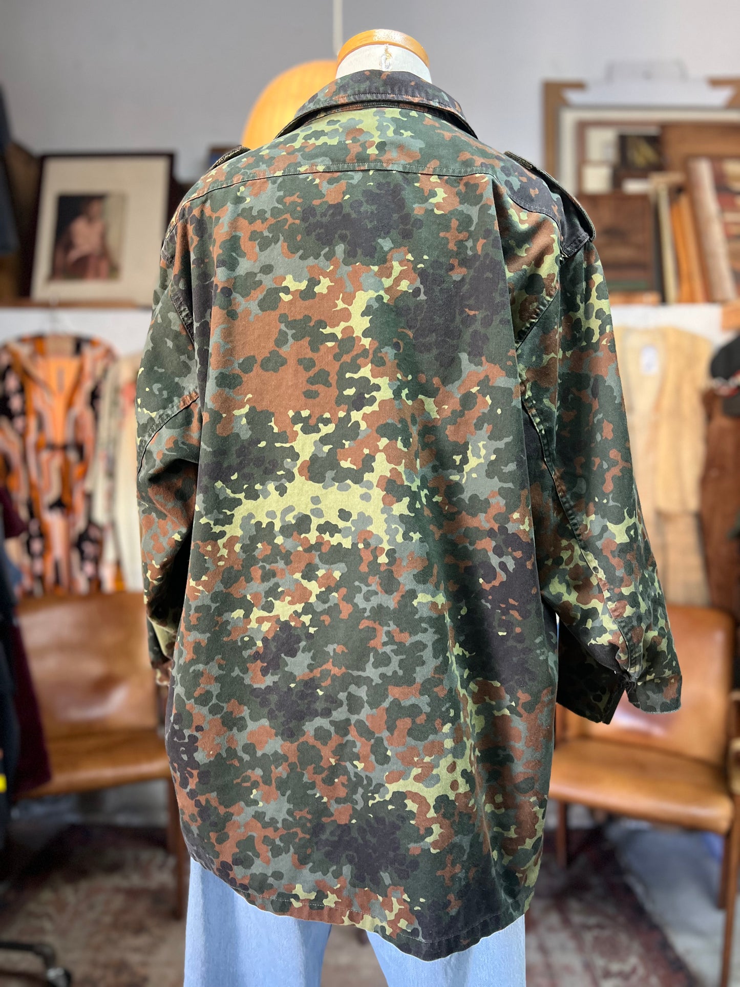 Vintage 90’s Distressed Camo Field Shirt Jacket XL