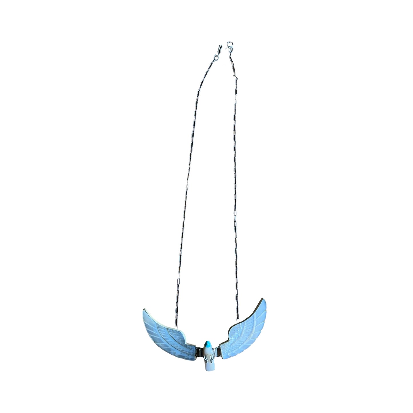 Vintage Huge Ben Livingston Mother Of Pearl Articulated Thunderbird Necklace