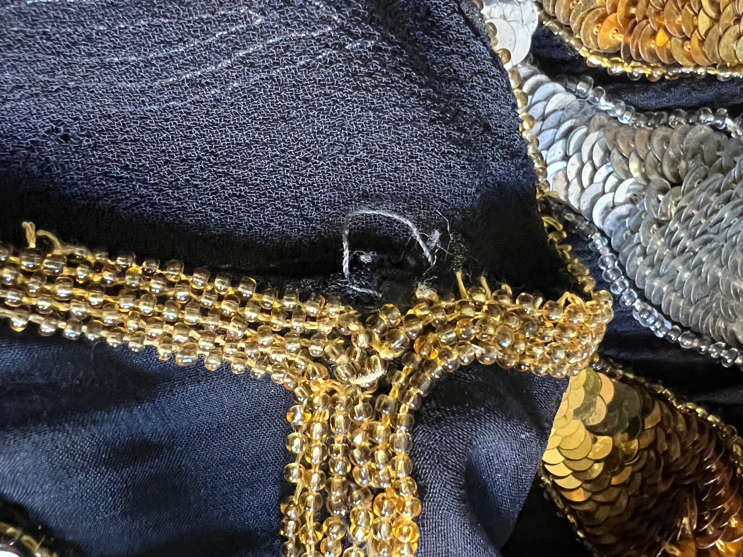 Vintage Sunburst Starburst Silk Lined Sequin Top One Size