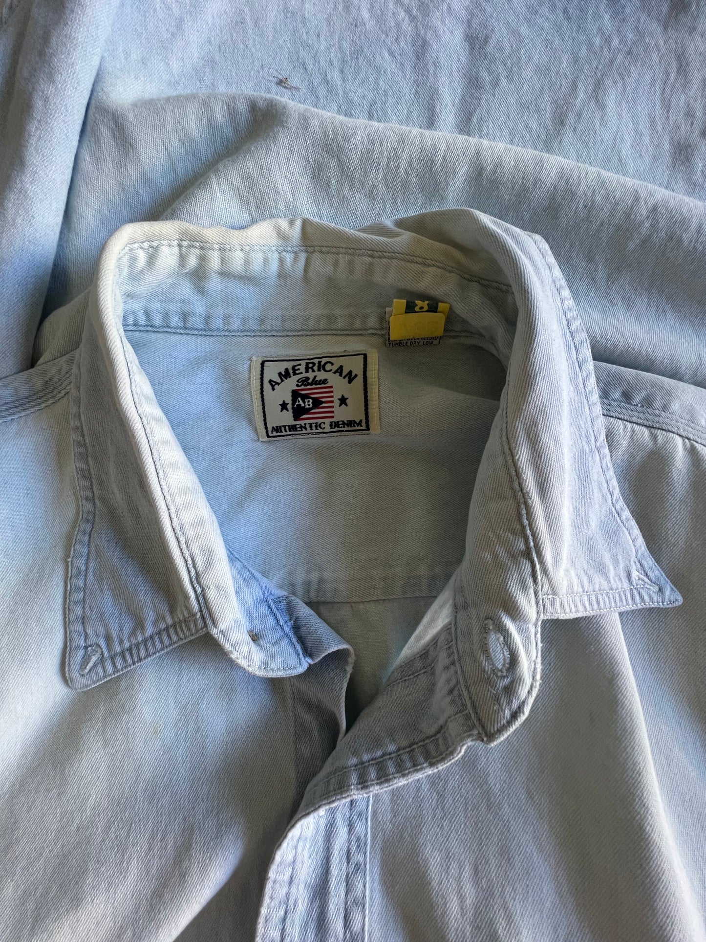 Vintage 90’s American Blue Oversized Faded Soft S/S Denim Shirt XXL