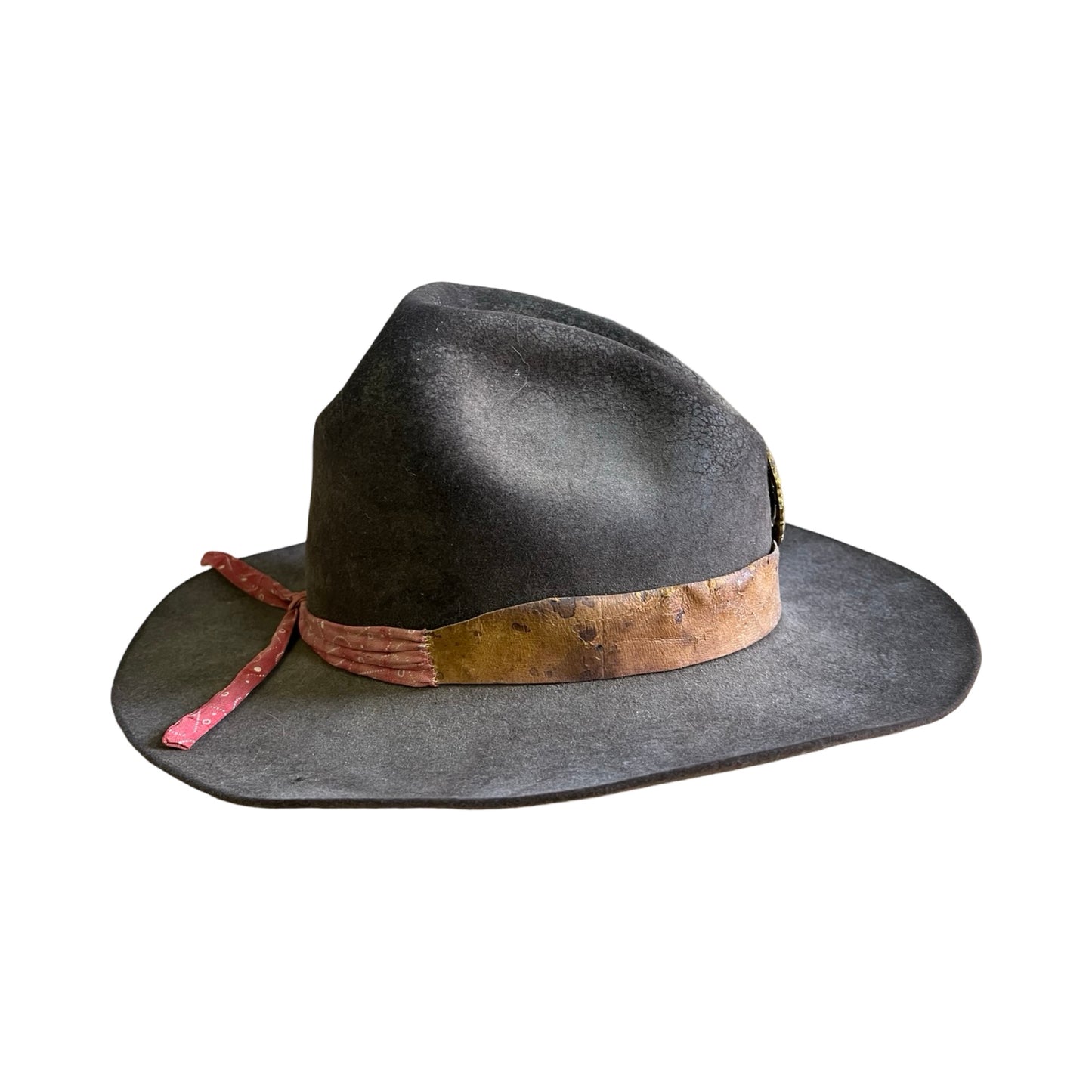 Vintage Bespoke Hat Crescent Moon Leather Band Bandana Trim