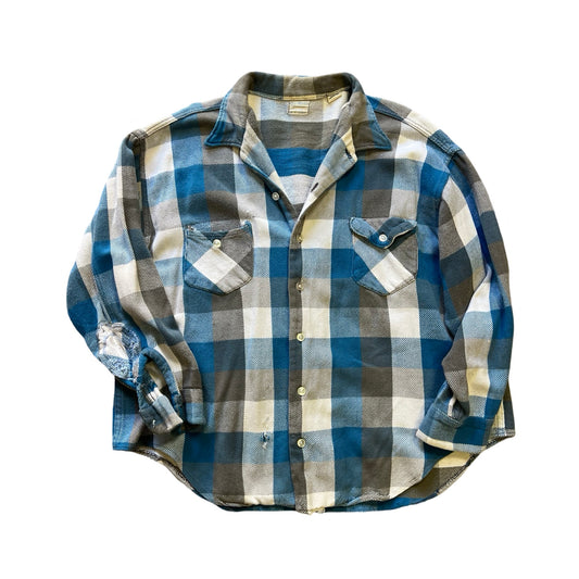 Vintage 60’s Oshkosh Sportswear Distressed Flannel Repaired Elbow Patch XXL