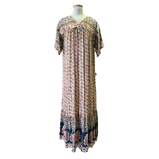 Vintage 70’s Handmade Bohemian India Block Print Cotton Maxi Dress