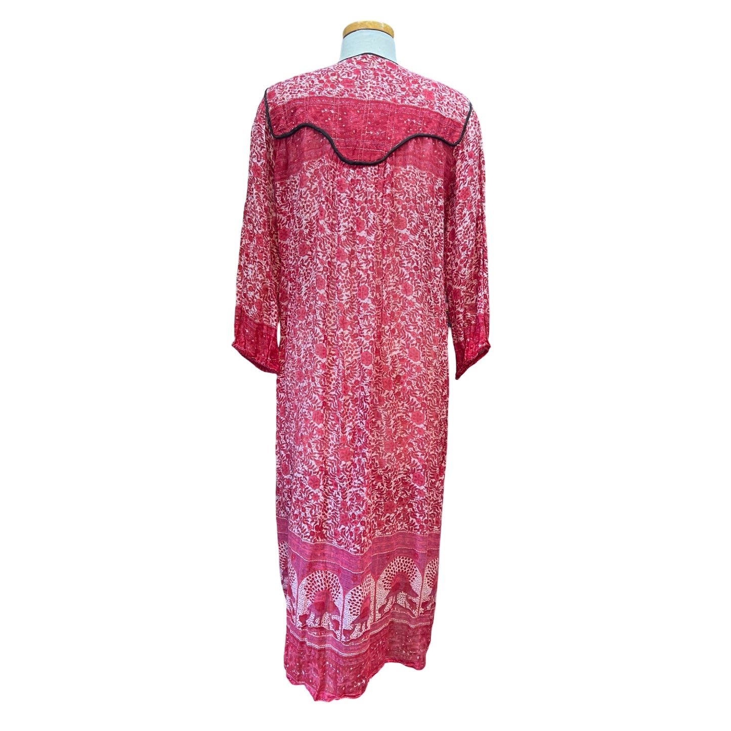 Vintage 80’s India Block Print Sheer Cotton Gauze Dress S