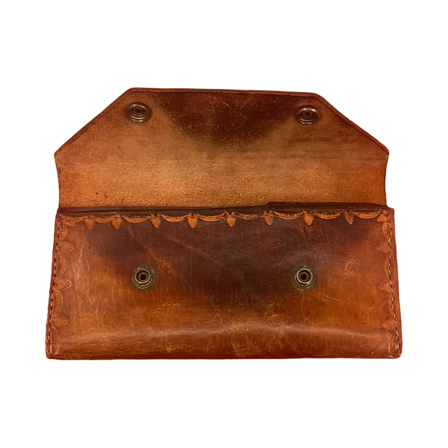 Vintage 70’s Hand Tooled Leather Wallet Floral & Horse Motif