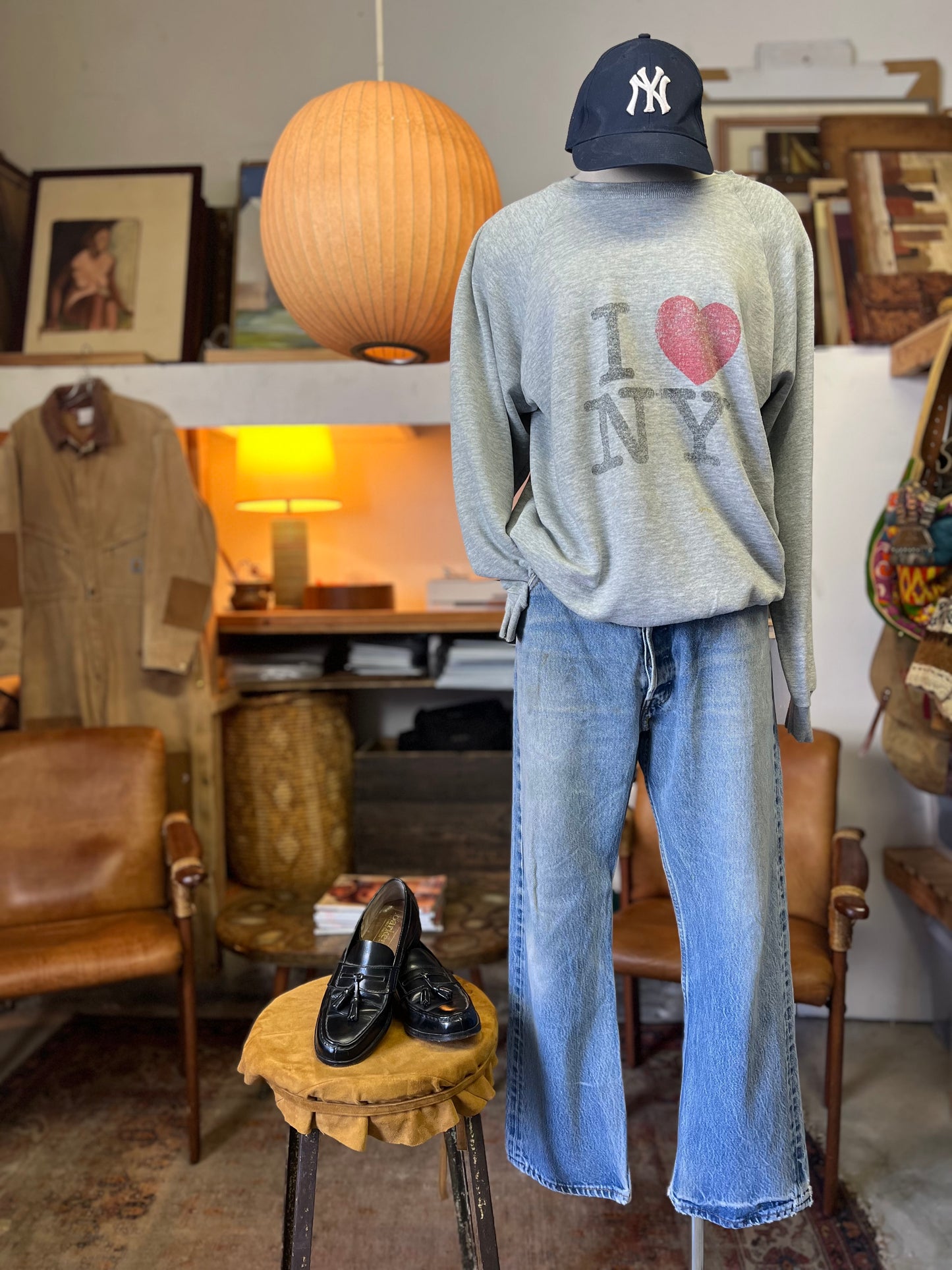 Vintage 90’s I Love New York Raglan Sweatshirt Worn To Perfection Classic NYC