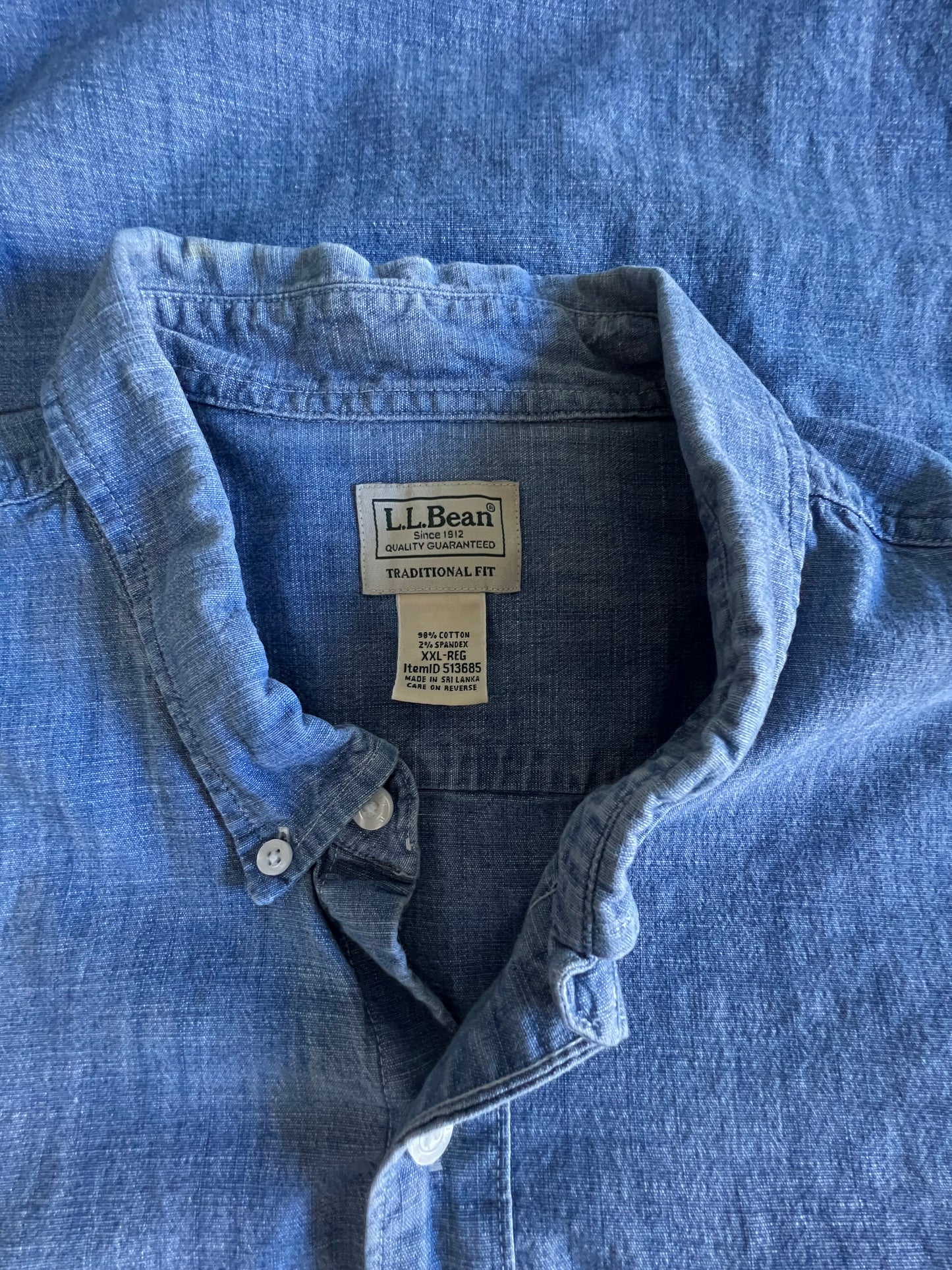 Vintage 90’s LL Bean Chambray S/S Shirt XXL