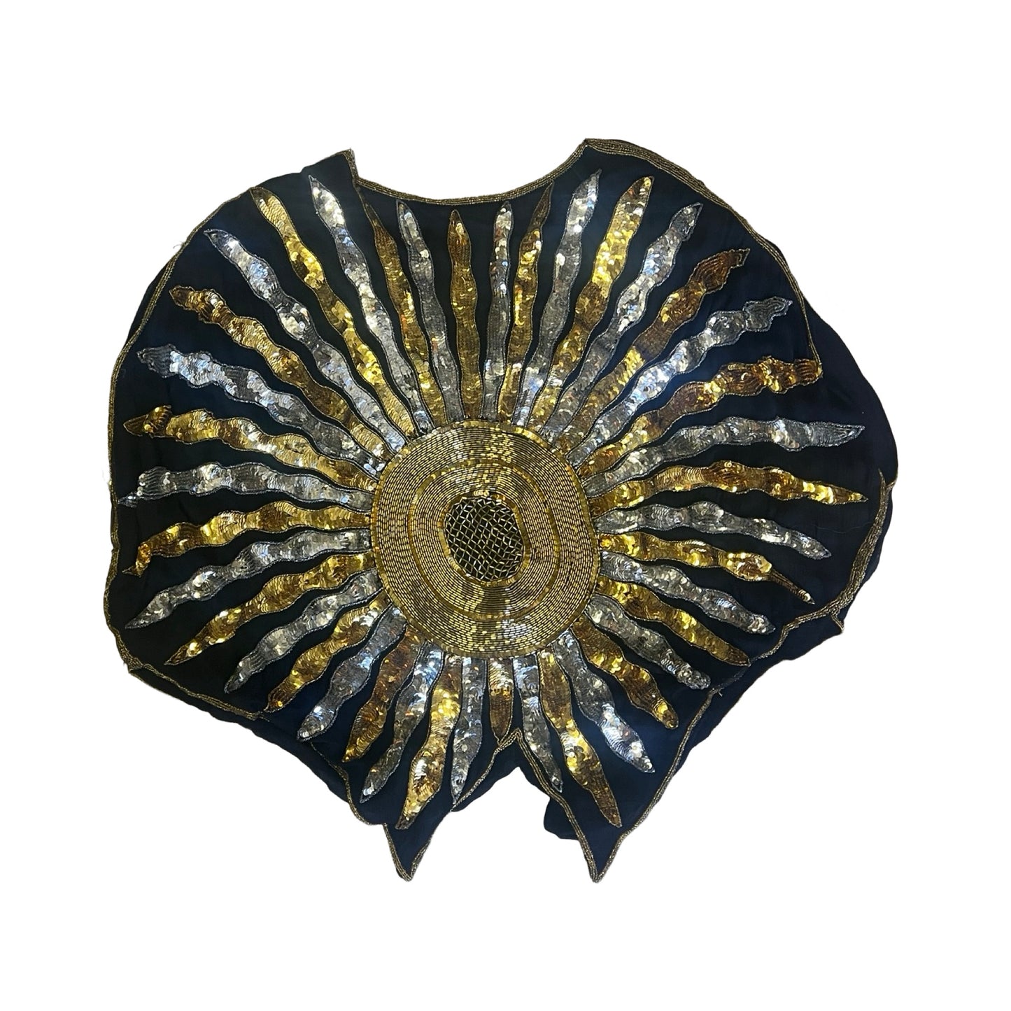 Vintage Sunburst Starburst Silk Lined Sequin Top One Size