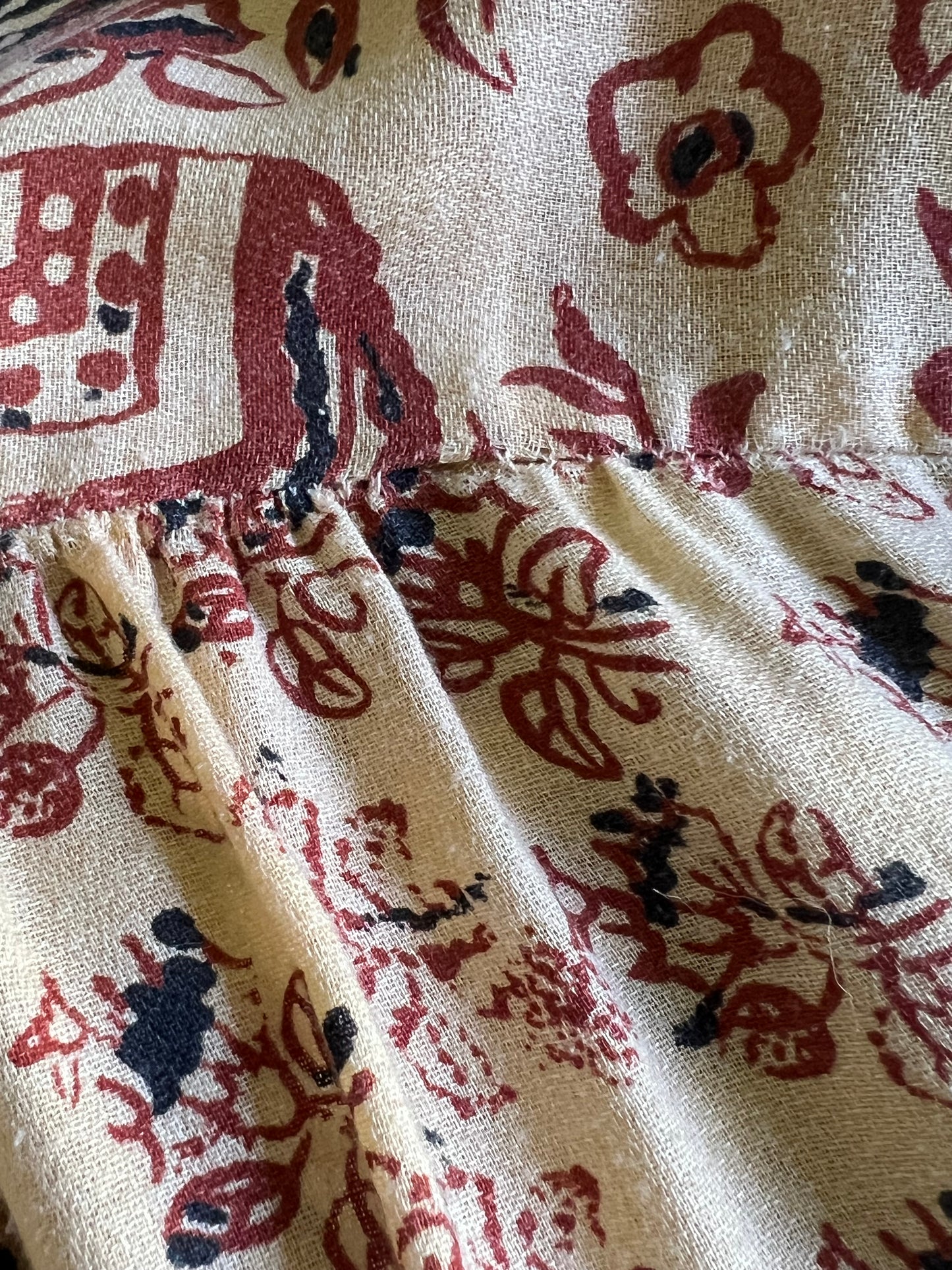 Vintage 70’s Handmade Bohemian India Block Print Cotton Maxi Dress