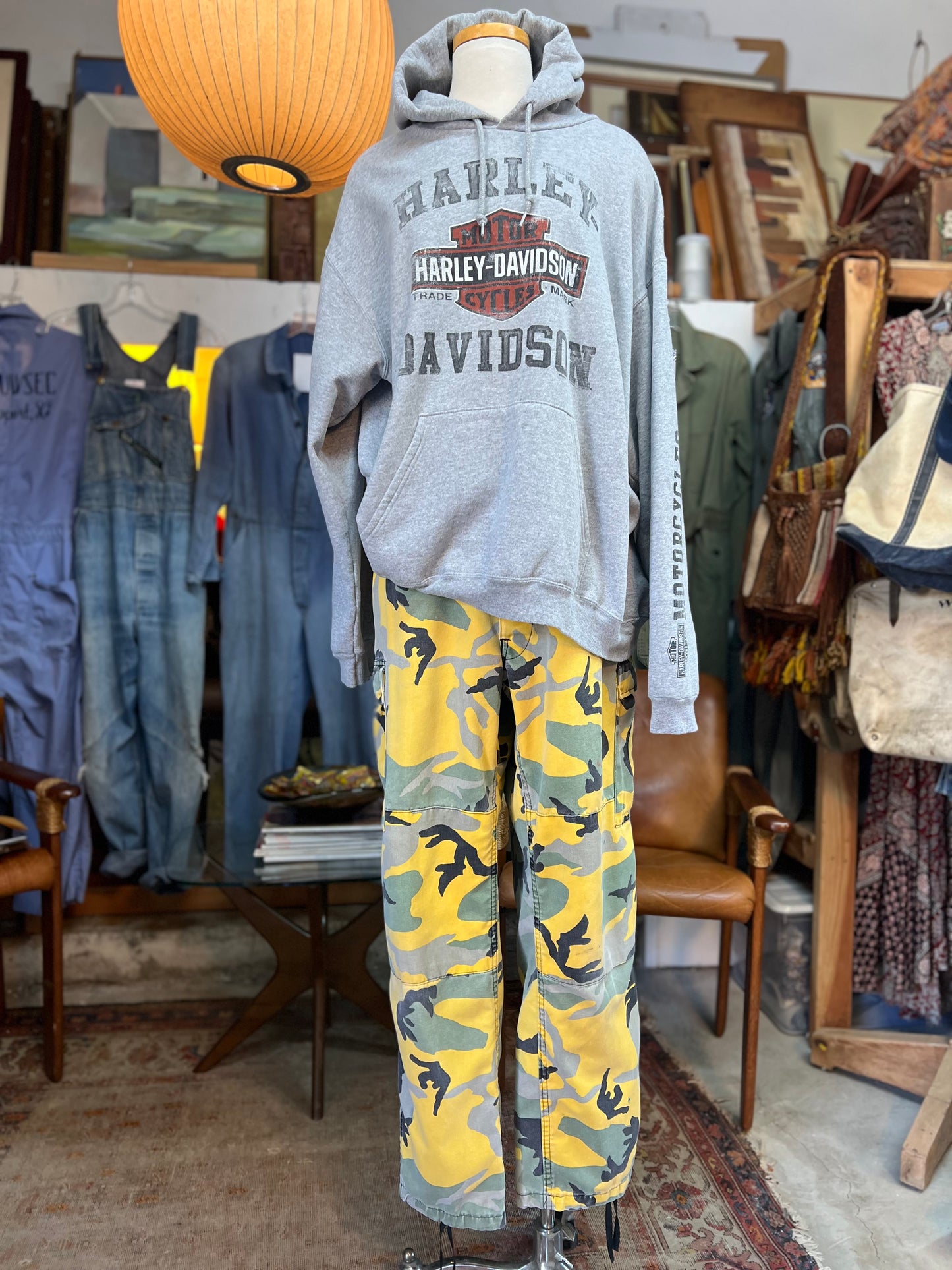 Vintage Yellow Double Knee Camouflage Cargo Pants 35