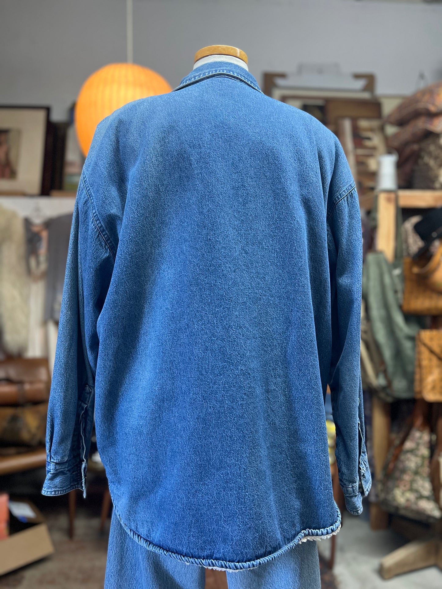 Vintage Oversized 80’s Route 66 Denim Sherpa Shirt Jacket XL/XXL