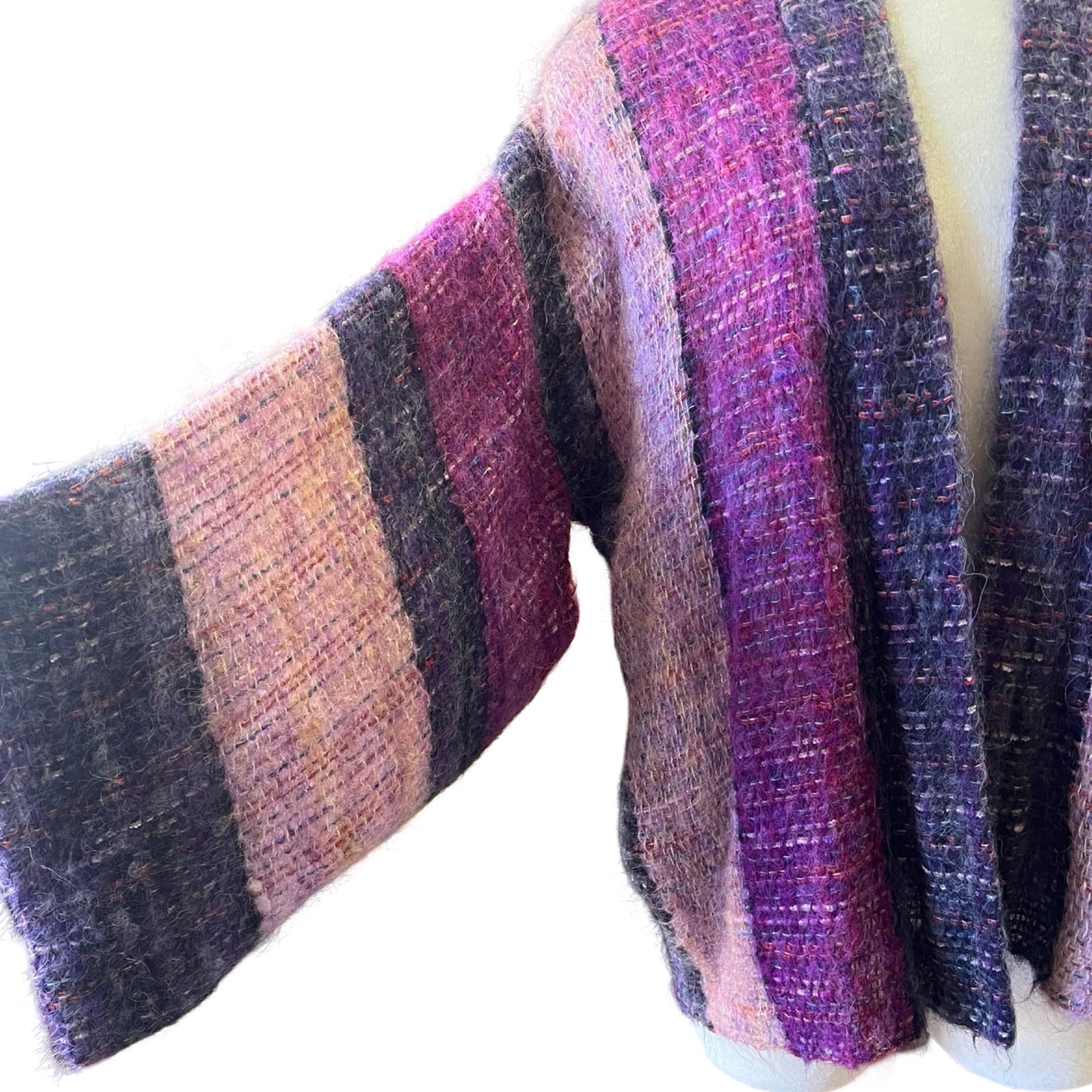 Vintage 70’s Bohemian Textile Knit Kimono Sweater Jacket O/S