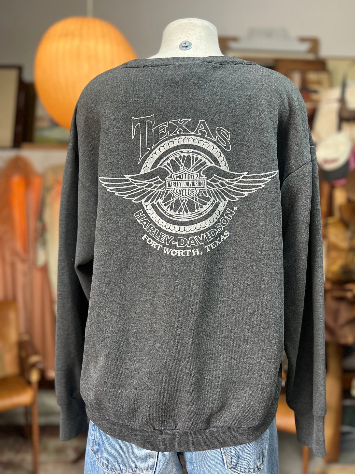 Rare Vintage 1992 Harley Davidson Double Sided 3D Emblem Wolf Sweatshirt XL