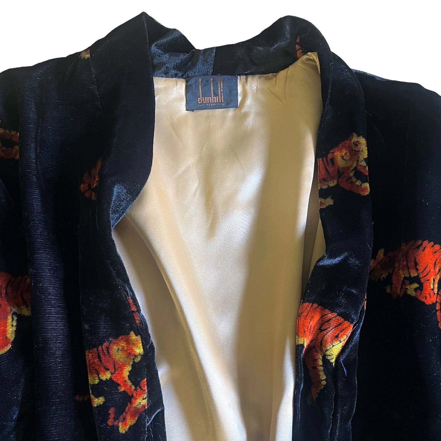 Rare Vintage 80’s Dunhill Velvet Tiger Print Robe Smoking Jacket
