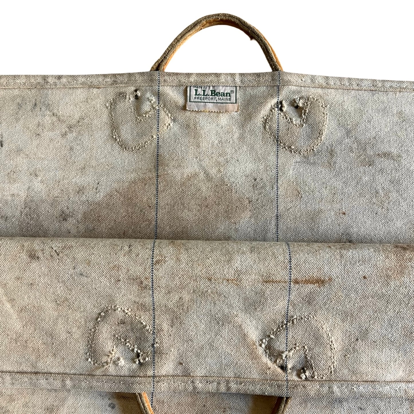 Vintage 1980’s LL Bean Firewood Carrier Tote Leather Handles
