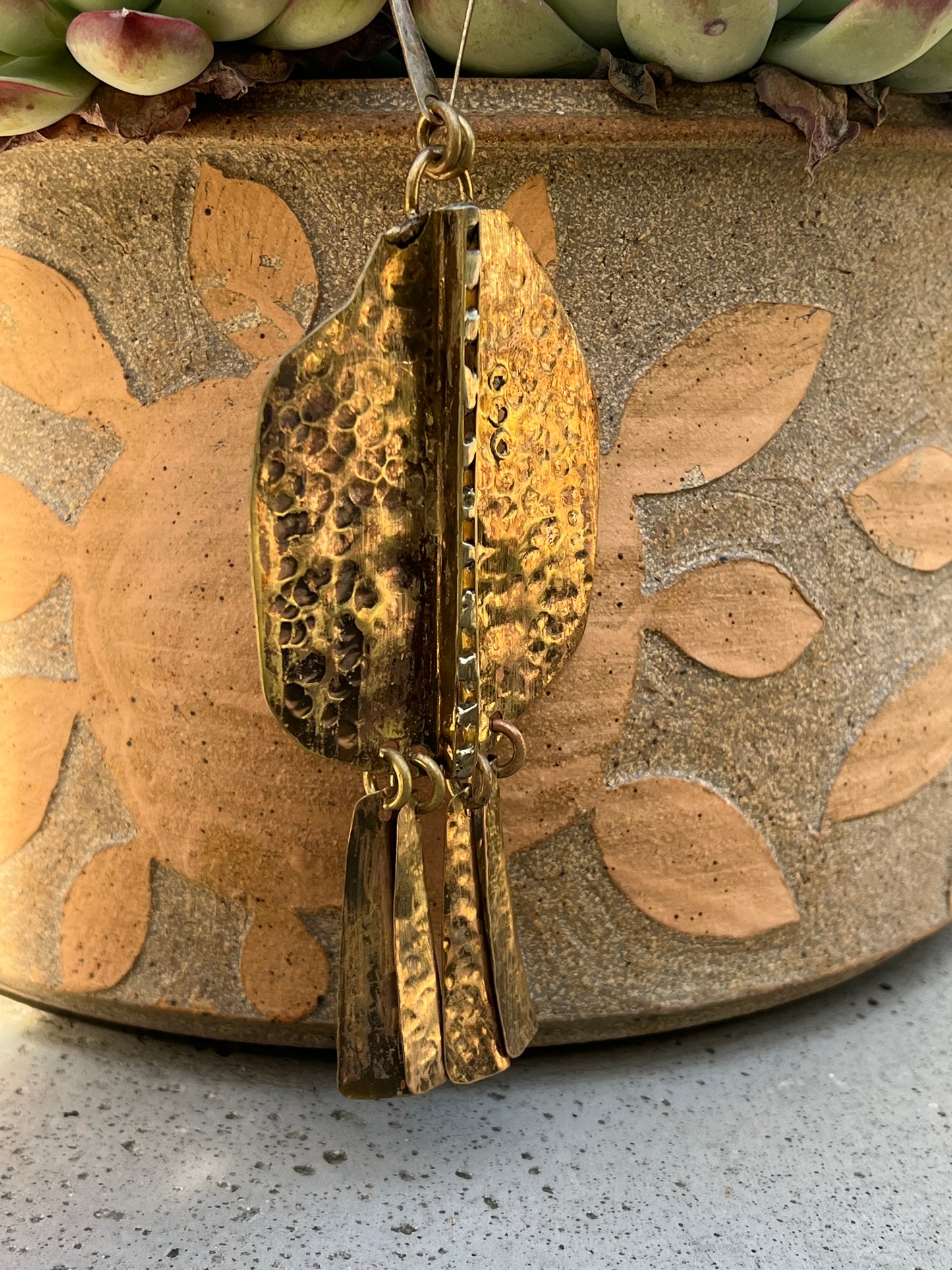 Vintage 1986 Signed Joseph Boris Modernist Brass Statement Necklace