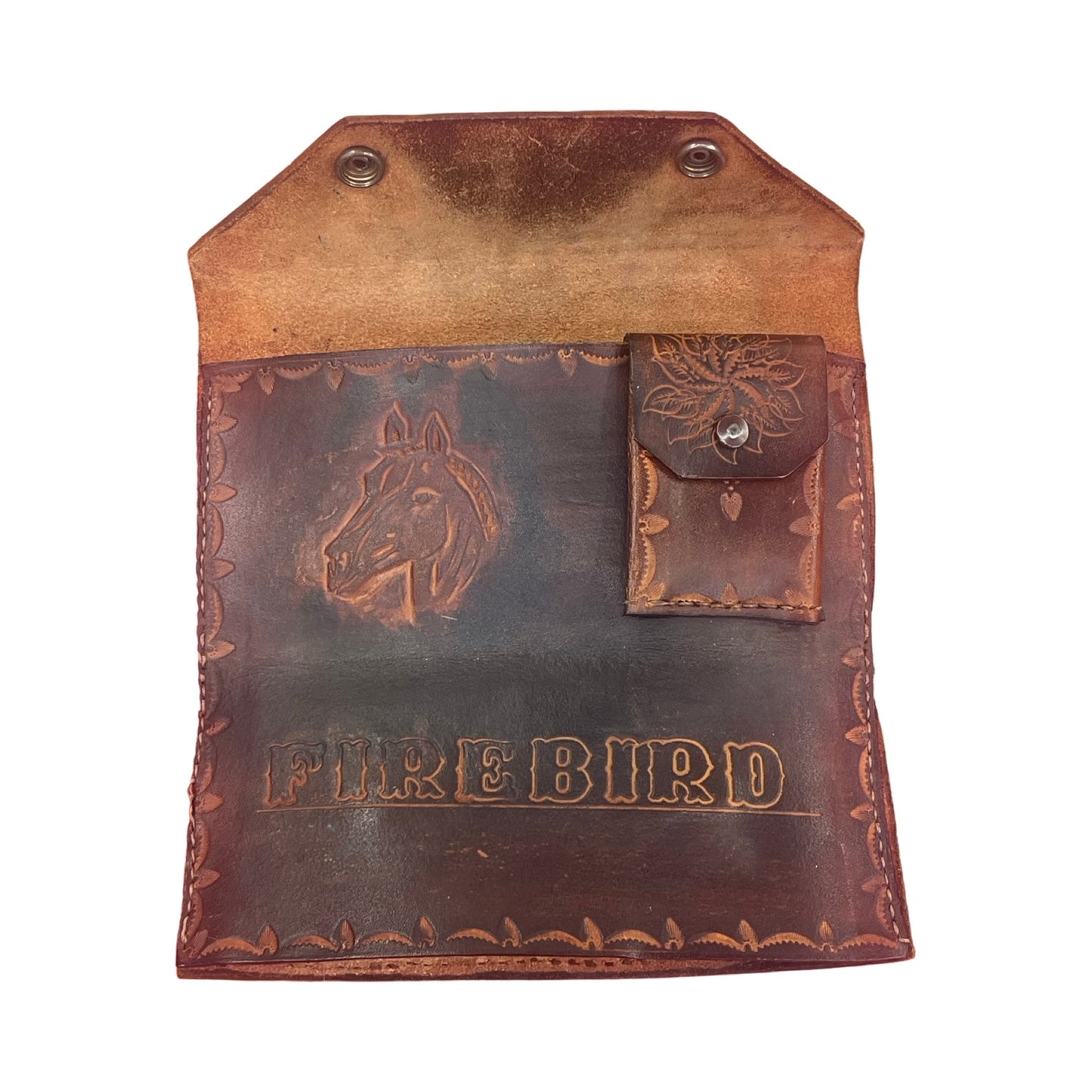 Vintage 70’s Hand Tooled Leather Wallet Floral & Horse Motif