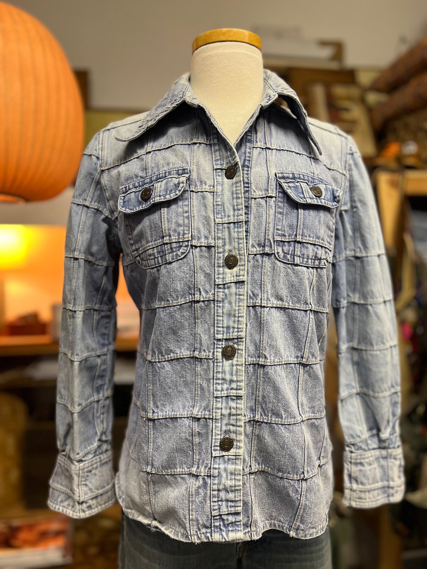 Vintage Rare 70’s Patchwork Denim Button Down Shirt Virginian Special