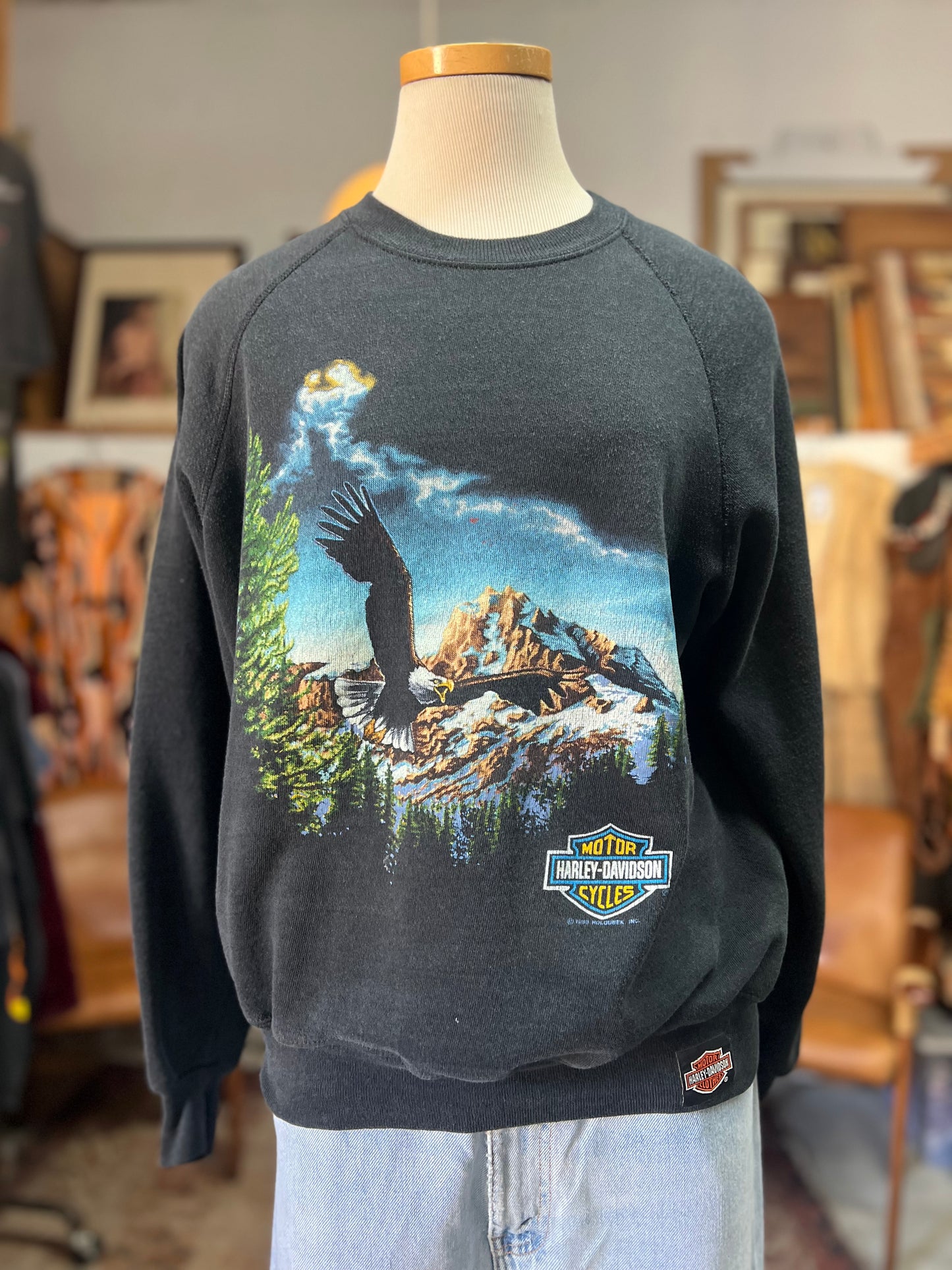 Rare Vintage 1983 Harley Davidson Raglan Sweatshirt Sturgis 1990 XL