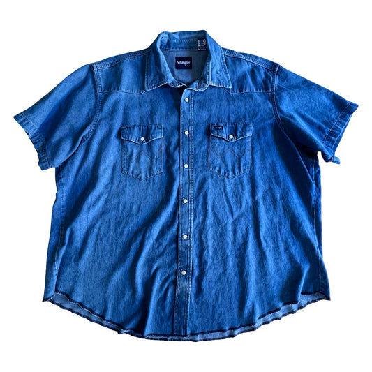 Vintage Wrangler Oversized S/S Pearl Snap Denim Shirt 3XL