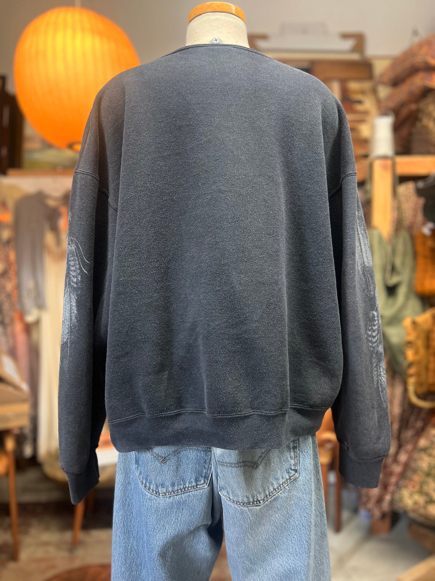 Vintage Native American Oversized Sweatshirt Feather Sleeves XL