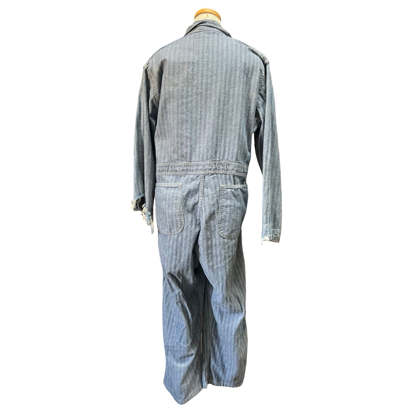 Vintage Distressed 1950’s Herringbone Twill Denim Jumpsuit 42L