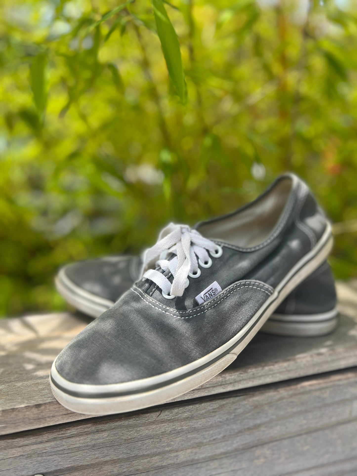 Vintage Distressed Classic Low Profile Vans Faded Gray Mens 7 Womens 8.5