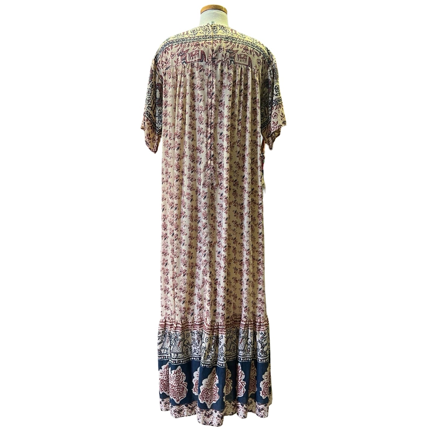 Vintage 70’s Handmade Bohemian India Block Print Cotton Maxi Dress