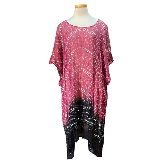Vintage India Gauze Dip Dyed Batik Caftan Muu Muu O/S