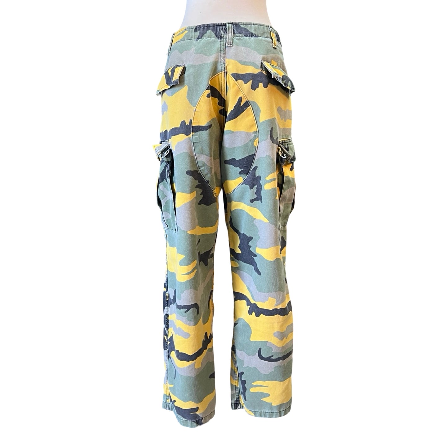 Vintage Yellow Double Knee Camouflage Cargo Pants 35