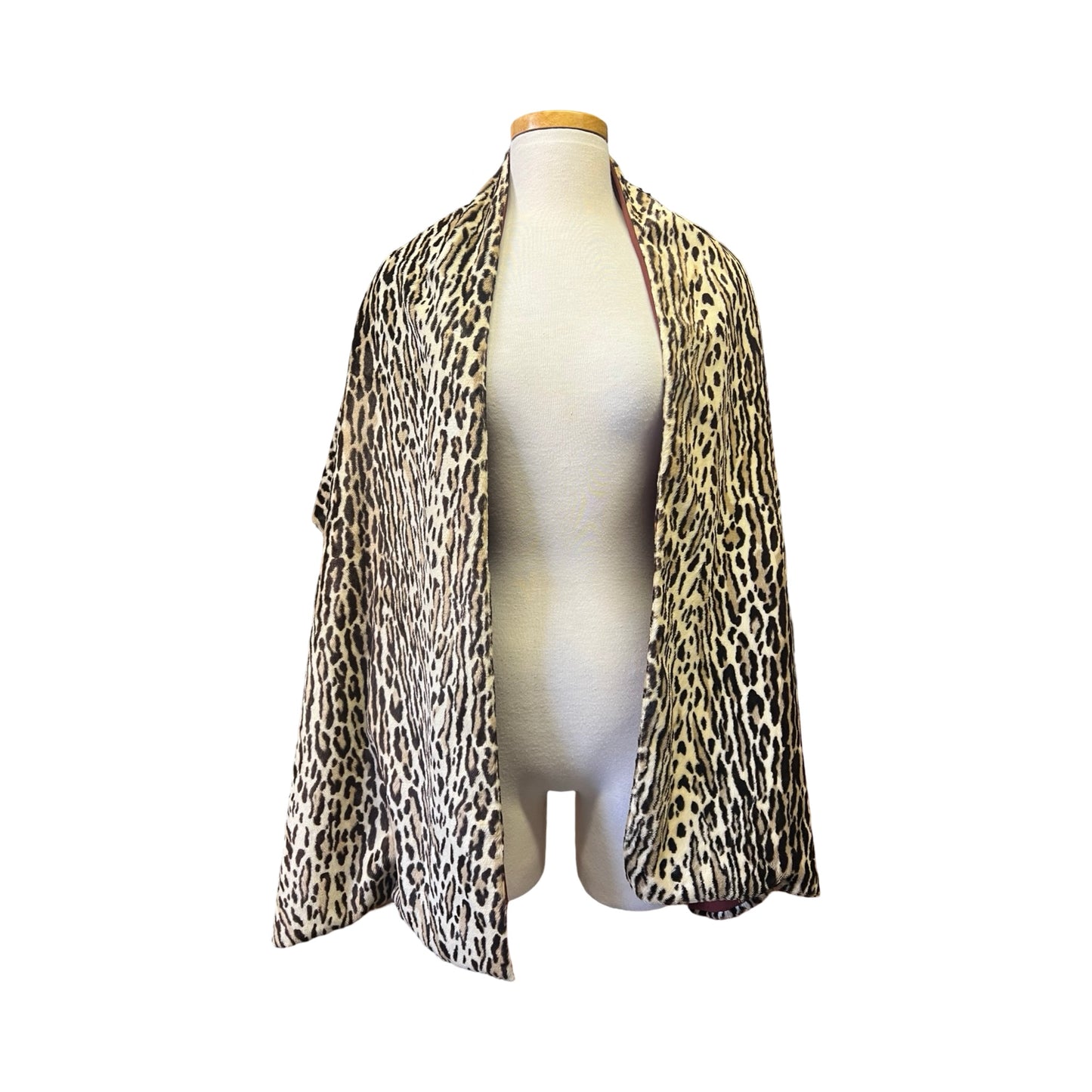 Vintage 60’s Handmade Oversized Velvet & Silk Leopard Print Scarf Shawl