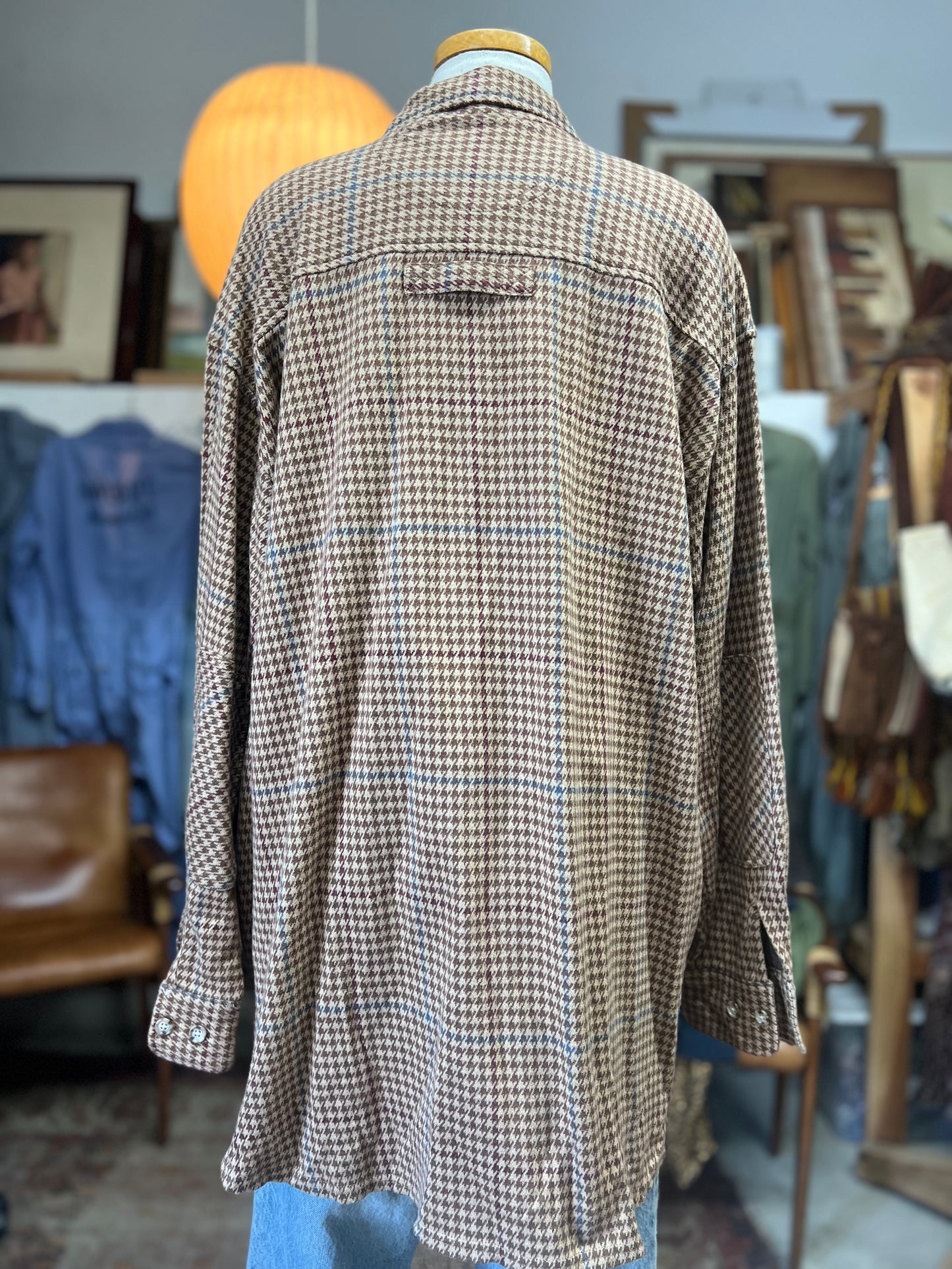Vintage 90’s Willis & Geiger Oversized Houndstooth Button Down XL