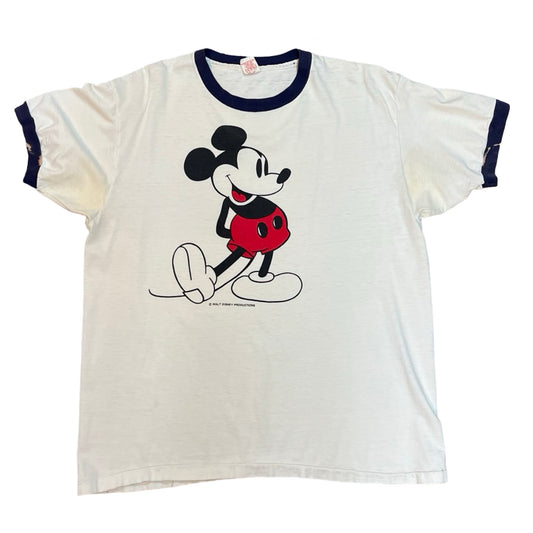 Vintage 70’s/80’s Classic Mickey Mouse Single Stitch Ringer Tee XL