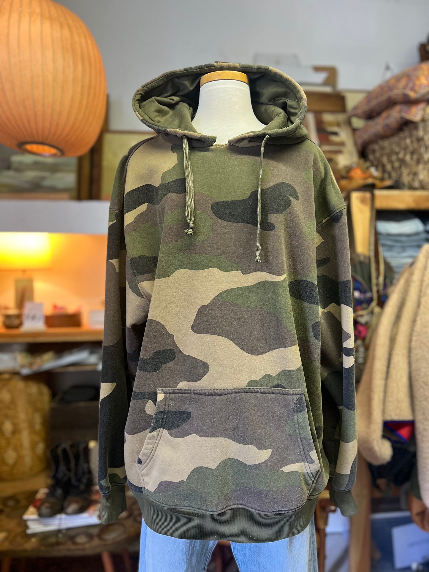 Vintage 90’s Oversized Large Print Faded Camo Hoodie 2XL