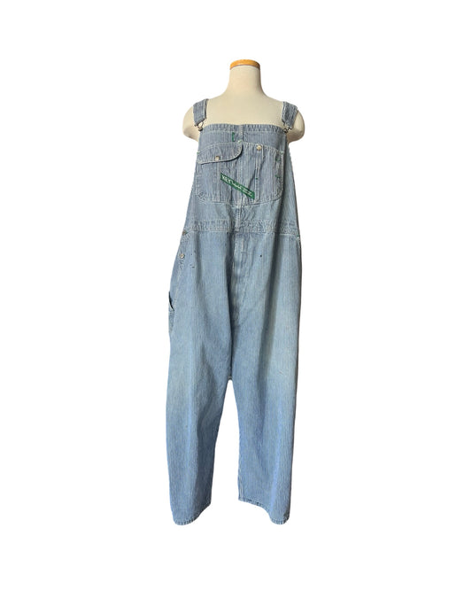 Vintage Distressed Key Imperial Engineer Striped Oversized Overalls XXL