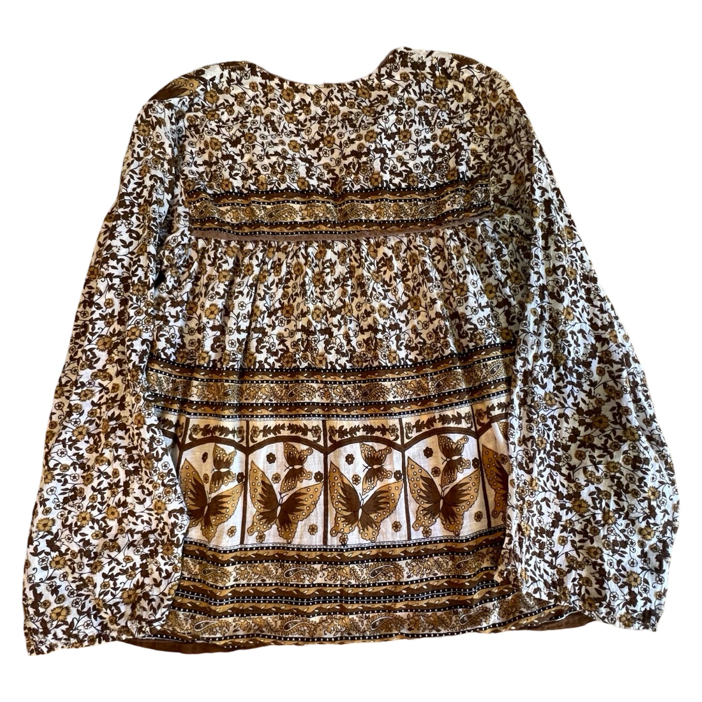 Vintage 80’s India Block Print Sheer Blouse Rare Colorway