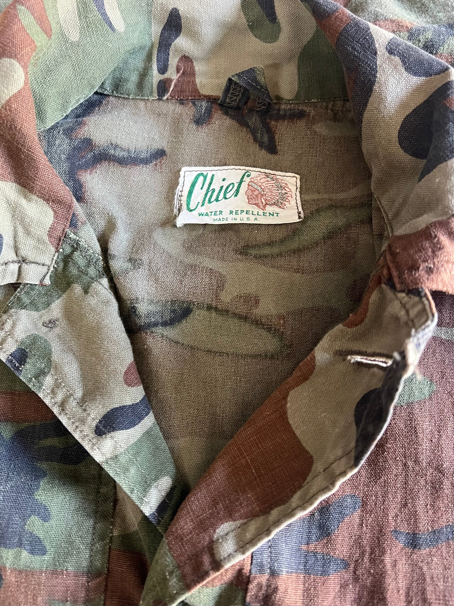 Vintage 1960’s Chief Camo Shirt Jacket Beautiful Fade Made In USA XL