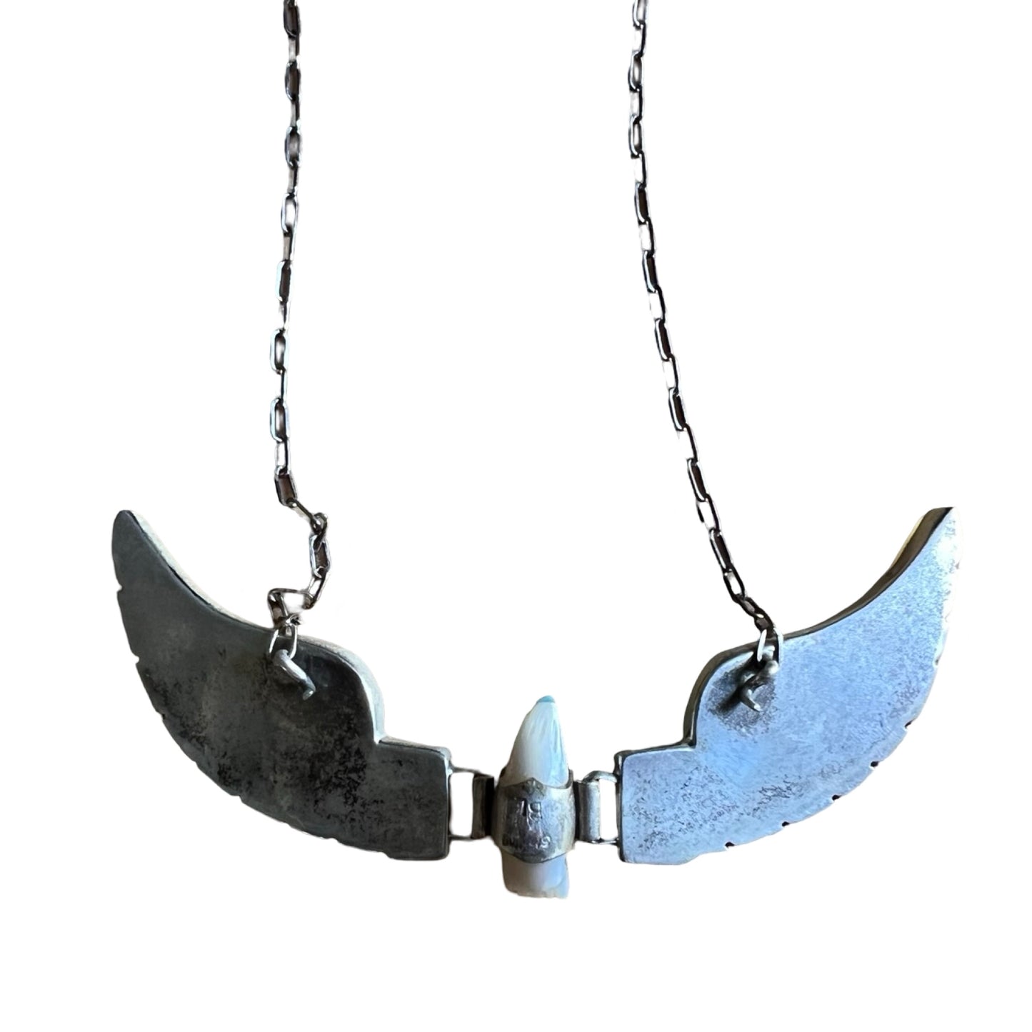 Vintage Huge Ben Livingston Mother Of Pearl Articulated Thunderbird Necklace