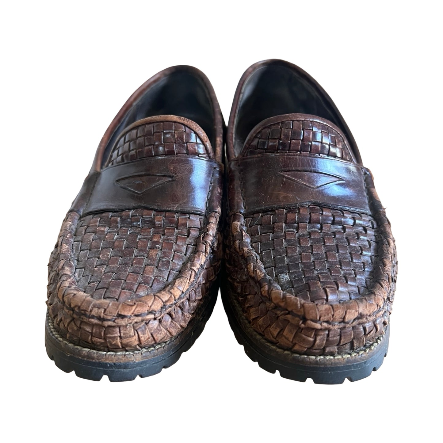 Vintage Cole Haan Woven Leather Loafers Worn to Perfection 7