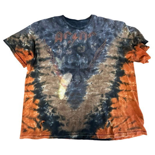Vintage AC/DC Distressed Oversized Tie Dye Tee