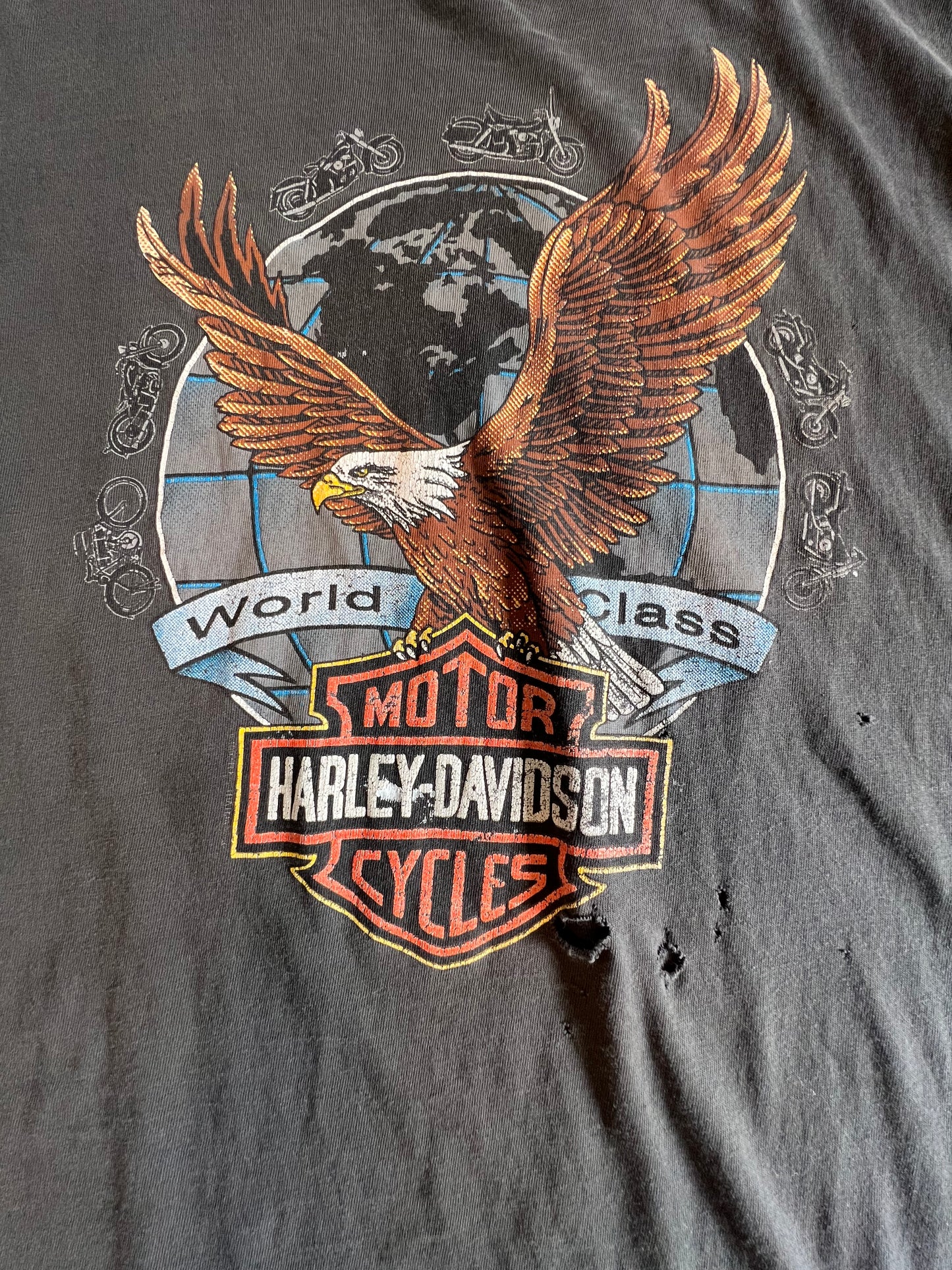Vintage Distressed Harley 2x Sided Single Stitch Tee XXL