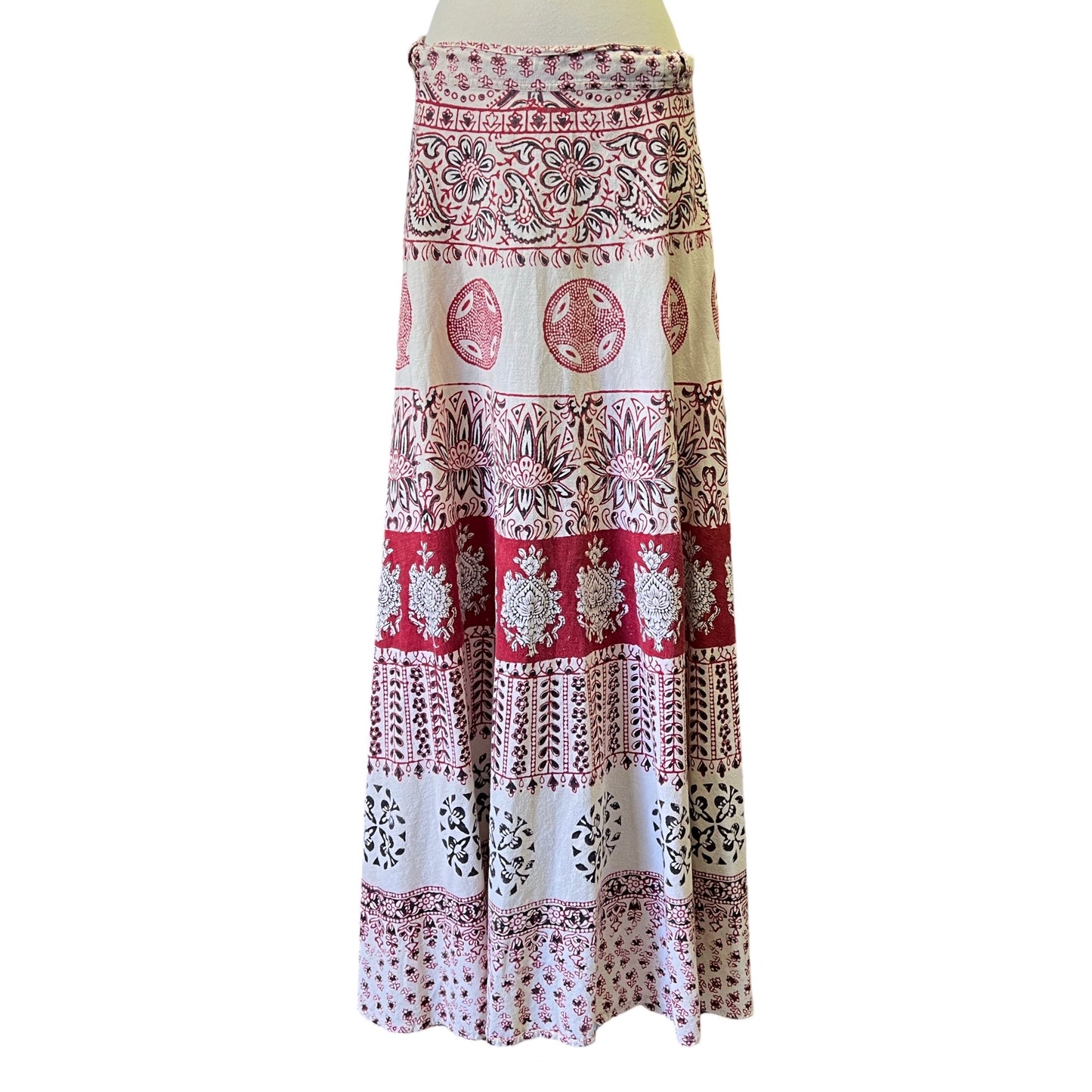 Vintage 70’s Bohemian India Block Print Maxi Skirt L