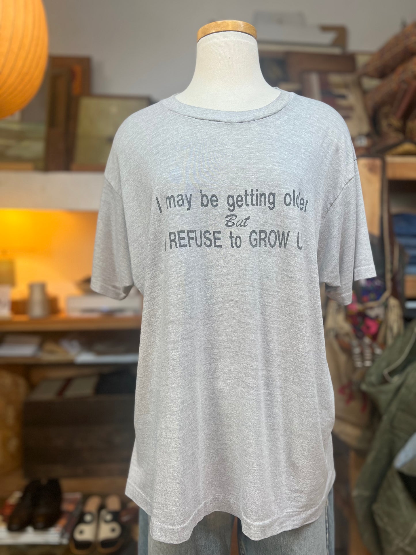 Vintage 80’s Refuse To Grow Up Novelty Tee XL