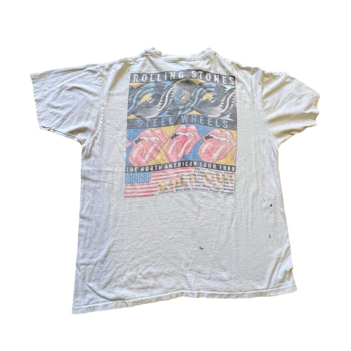 Vintage Rolling Stones 1989 Steel Wheels North American Tour Single Stitch T-Shirt XL/XXL
