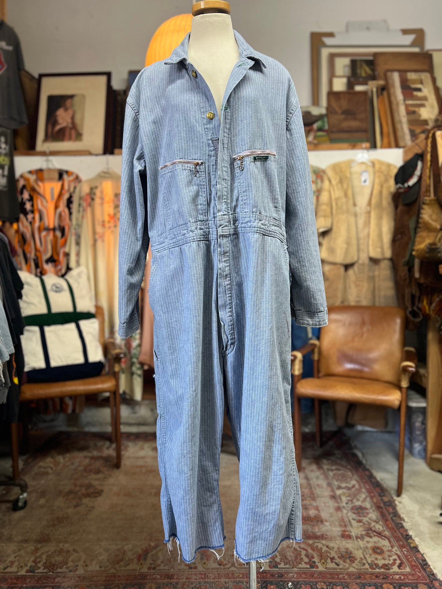 Vintage Key Imperial 1950’s Herringbone Twill Denim Jumpsuit 48R