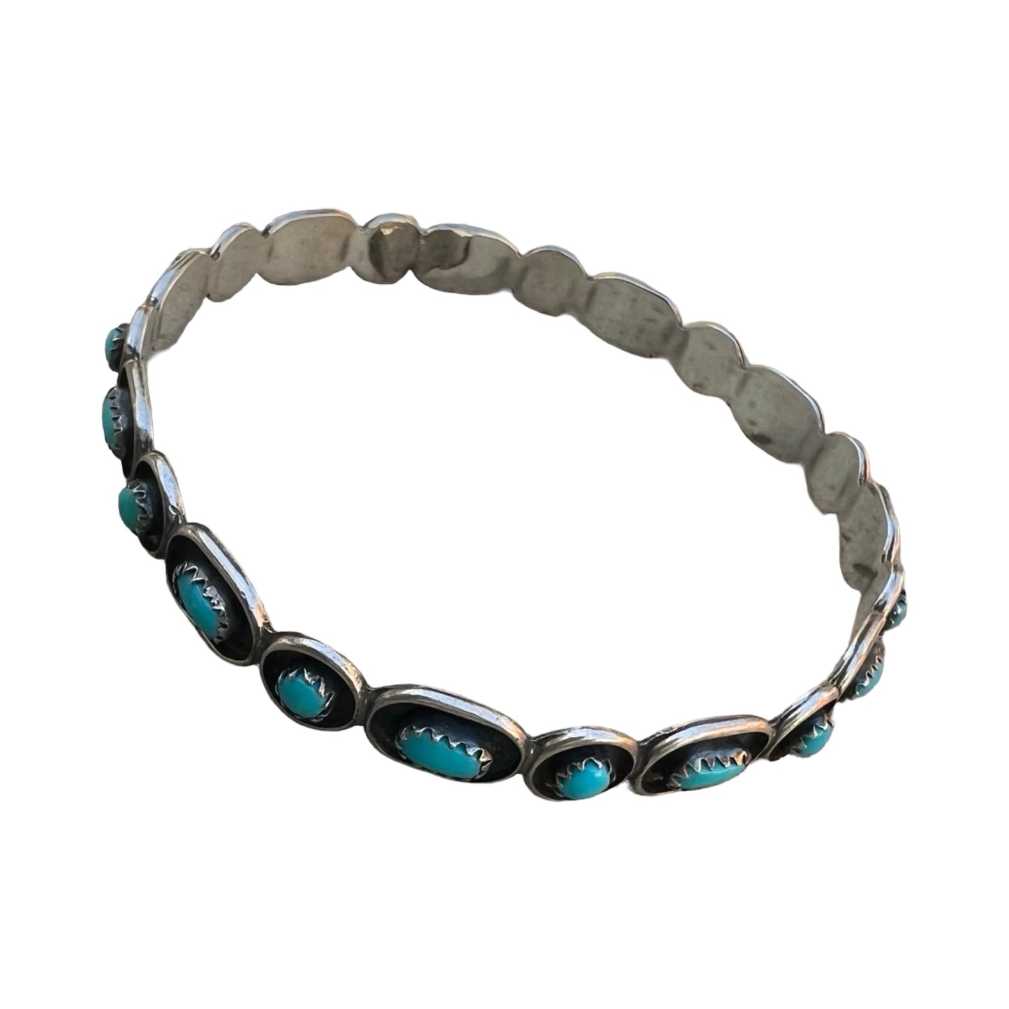 Vintage Zuni Native American Turquoise Sterling Silver Bangle
