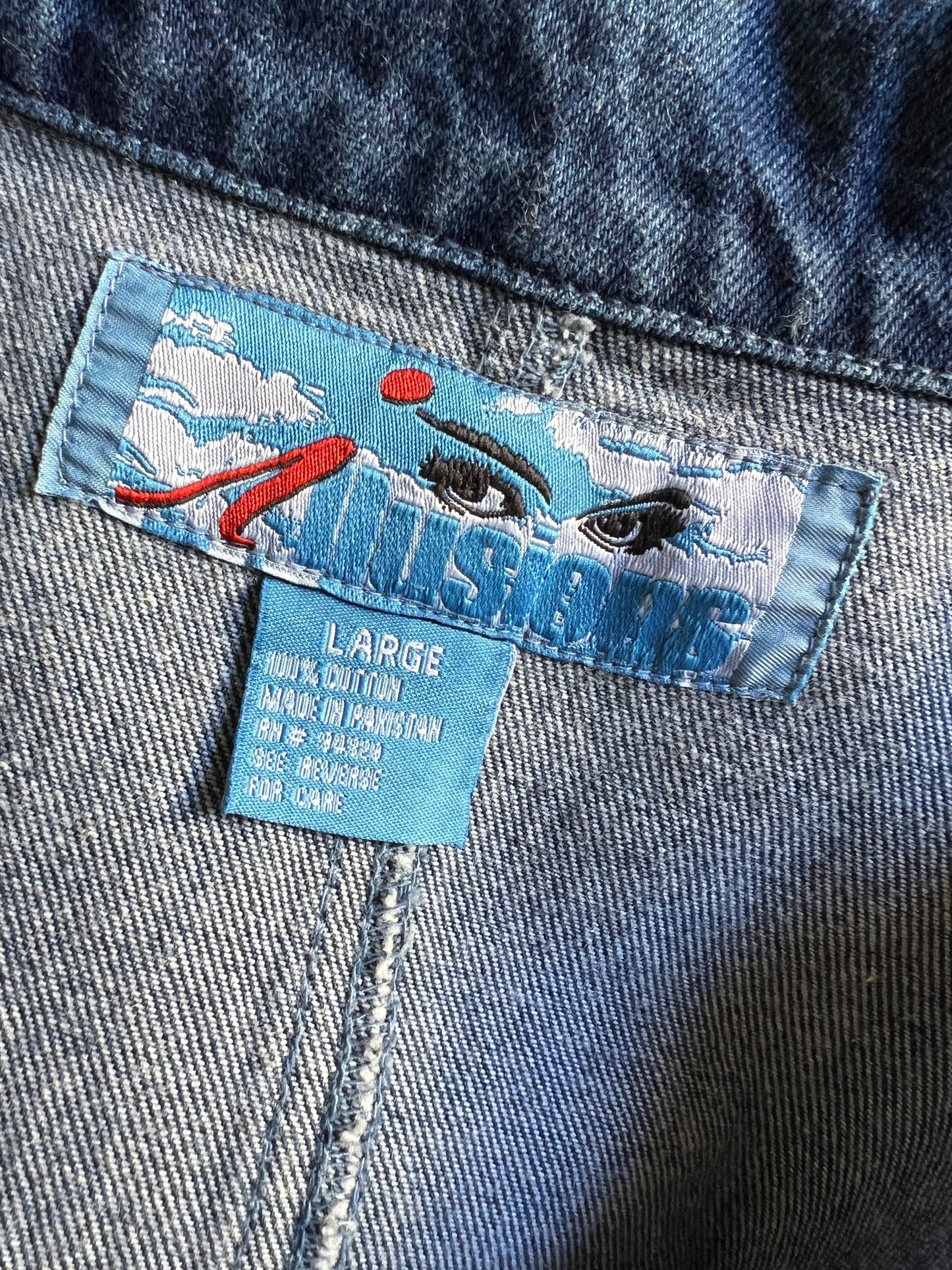Vintage 80’s Denim Duster Trench Coat Illusions L