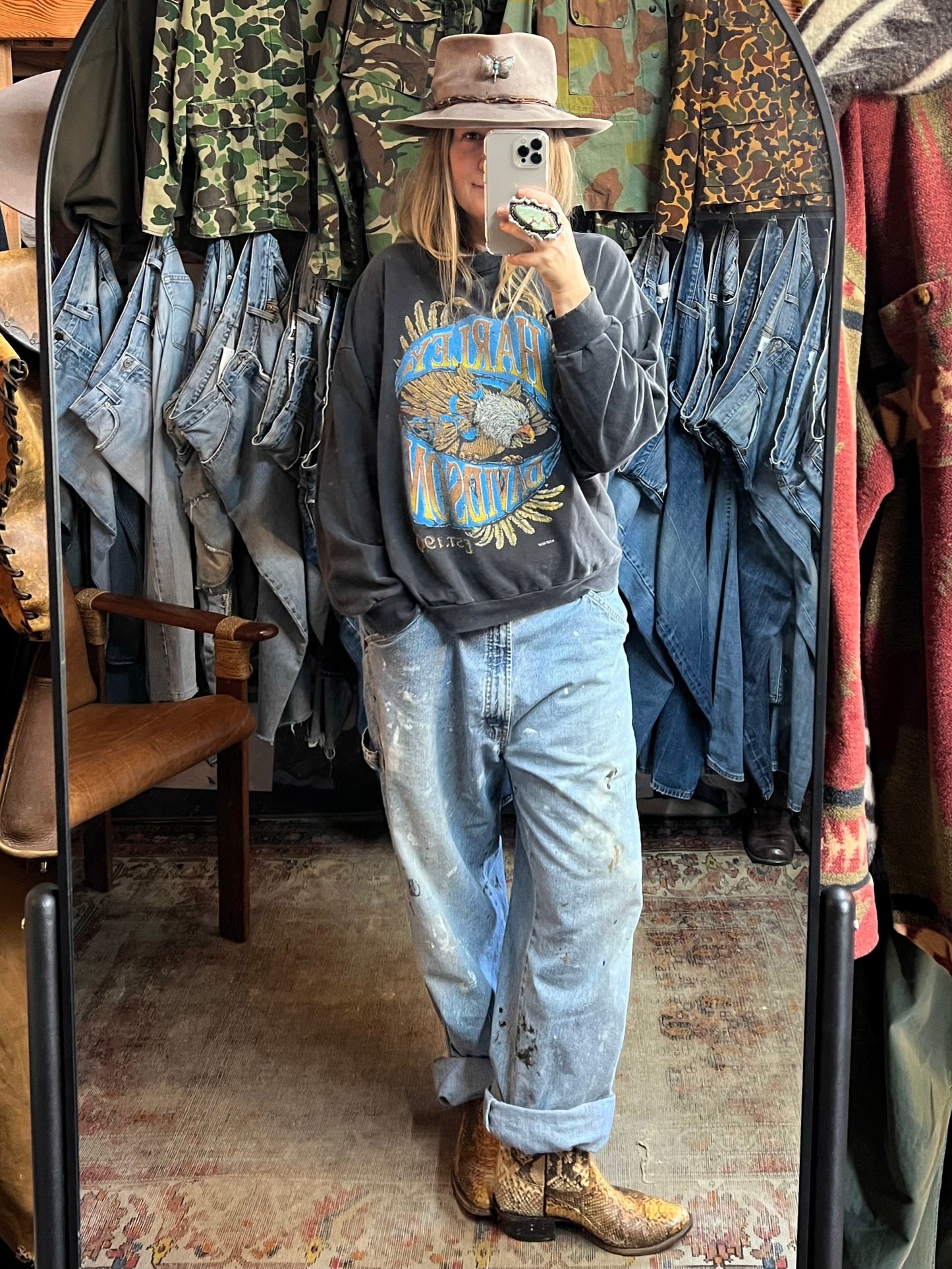 Rare Vintage Harley Davidson Raglan Sweatshirt Worn To Perfection XL