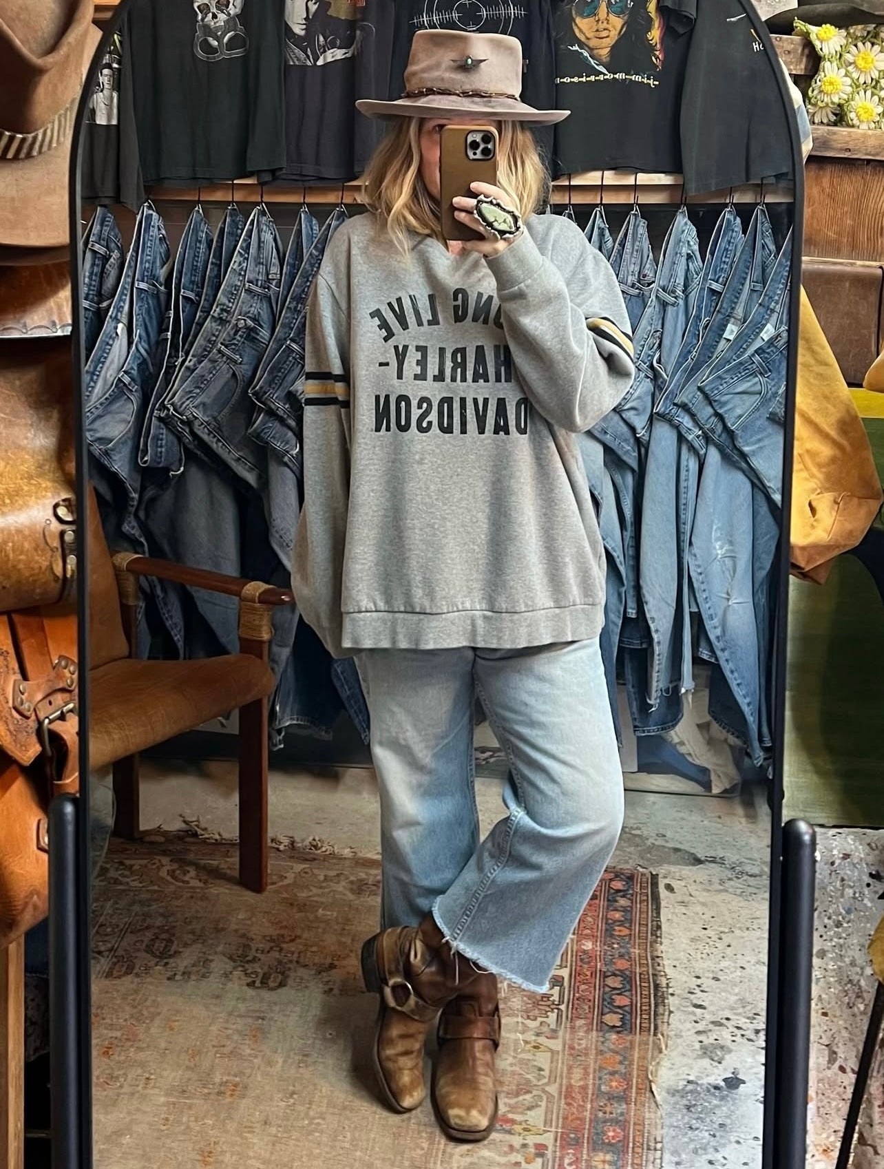 Vintage 90’s Distressed Oversized Harley Davidson Sweatshirt 3XL