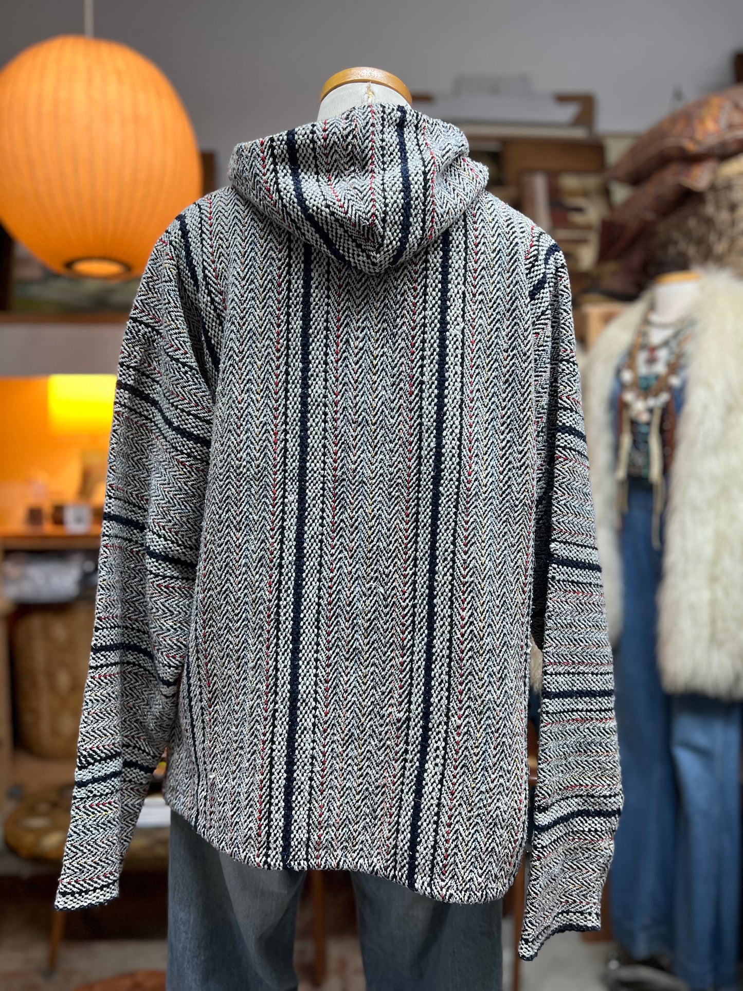 Vintage 70’s Big G Imports Striped Baja Pullover Poncho XL